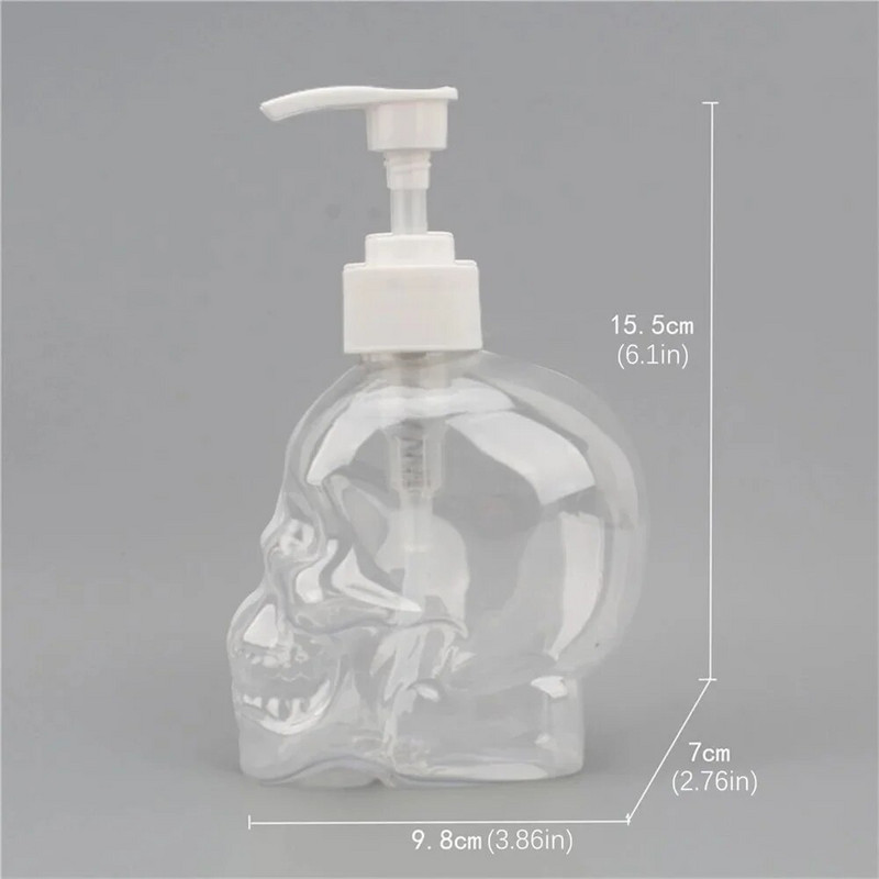 350 ml Creative Skull Shape folyékony szappan tölthető palackos szappanadagoló kézi szappan tusfürdő sampon átlátszó üres palack