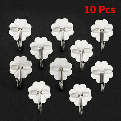 10 vnt. balto plastiko tvirtas lipnus kabliukas virtuvės vonios kambario durų siena daugiafunkcinis raktų laikymas dušo užuolaidos kablys 옷걸이 행거