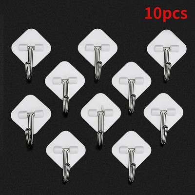 10 vnt. balto plastiko tvirtas lipnus kabliukas virtuvės vonios kambario durų siena daugiafunkcinis raktų laikymas dušo užuolaidos kablys 옷걸이 행거