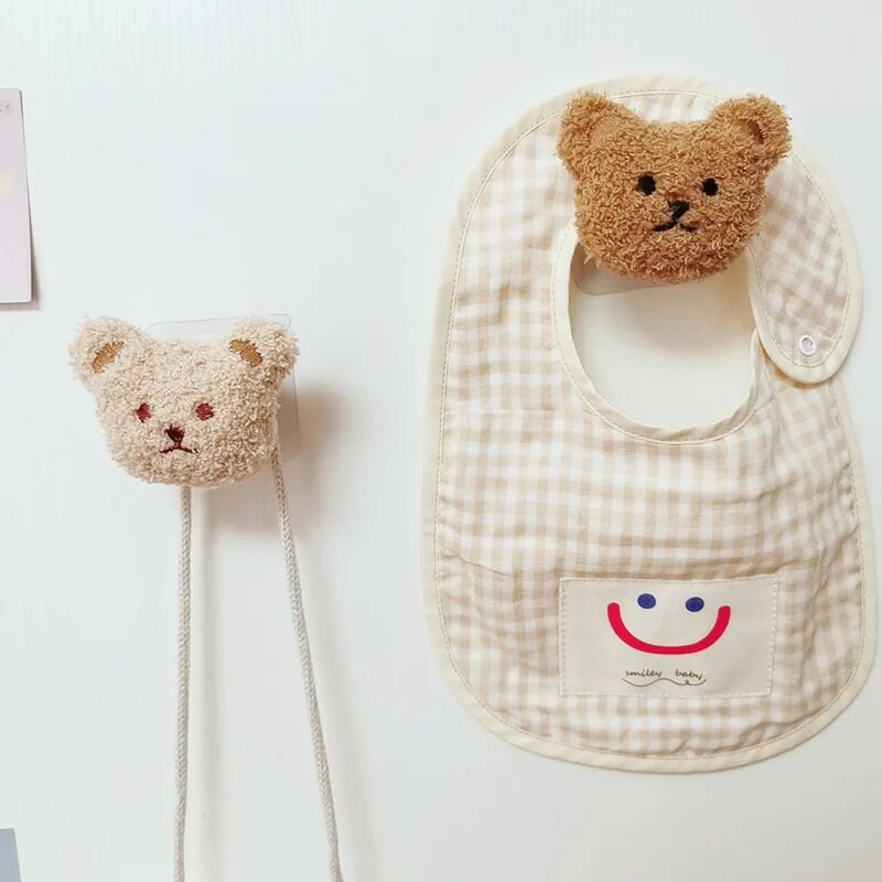 Pliušinis meškiukas medinis raktų krepšys palto kabliukas Daugiafunkcis sienų dekoras.