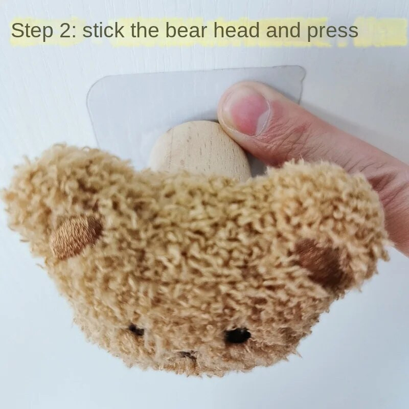 Pliušinis meškiukas medinis raktų krepšys palto kabliukas Daugiafunkcis sienų dekoras.