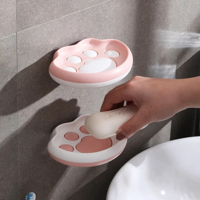 Cutie pentru plăci de săpun pentru agățat pe perete Raft de scurgere adeziv Bucătărie Pânză pentru spălat vase Suport de depozitare cu burete Organizator decor pentru baie