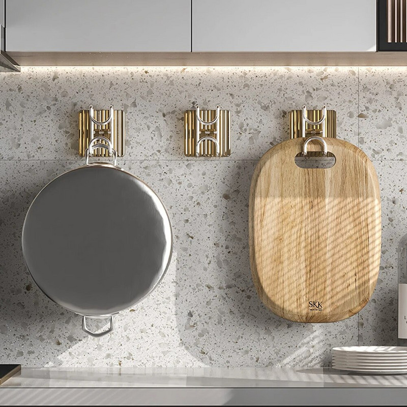 Roostevabast terasest kraanikauss Hoiukonksud käterätikuivatid riideid hoidik Vannituba köök kraanikauss Seinale riputus isekleepuv hammas