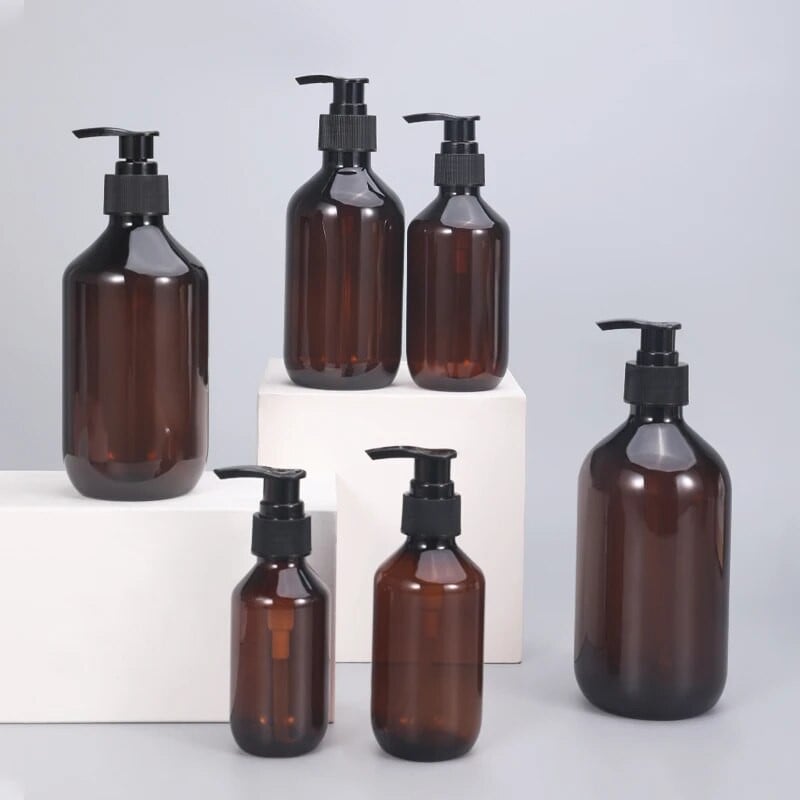 1 KOM. Prazna smeđa plastična boca s pumpicom za doziranje Šampon Sapun Losion Posuda za pohranu 100 ml 200 ml 300 ml 400 ml 500 ml