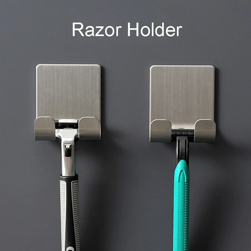 1 vnt. Nerūdijančio plieno skustuvo laikiklis, laikymo kabliukas, vyriška skutimosi priemonės lentyna Skustuvo stovo sienelė Vonios kambario priedai