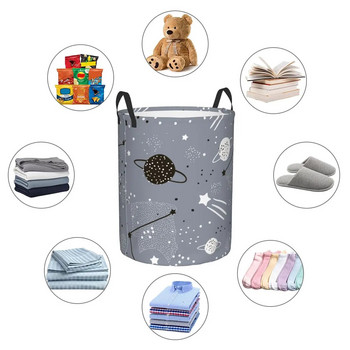 Сгъваем кош за пране за мръсни дрехи Сладки звезди Съзвездия Планети Кошница за съхранение Детски органайзер за бебешки дома