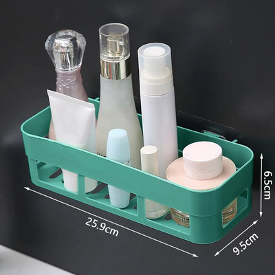 Fürdőszoba falra szerelhető műanyag tároló állvány tároló doboz sampon tálca állvány egyrétegű ingyenes lyukasztó polc rendező