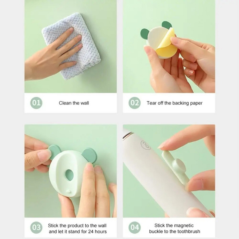 Prie sienos tvirtinamas magnetinis elektrinio dantų šepetėlio laikiklis Sandėliavimo stovas dantų šepetėlio laikiklis Vonios kambariui