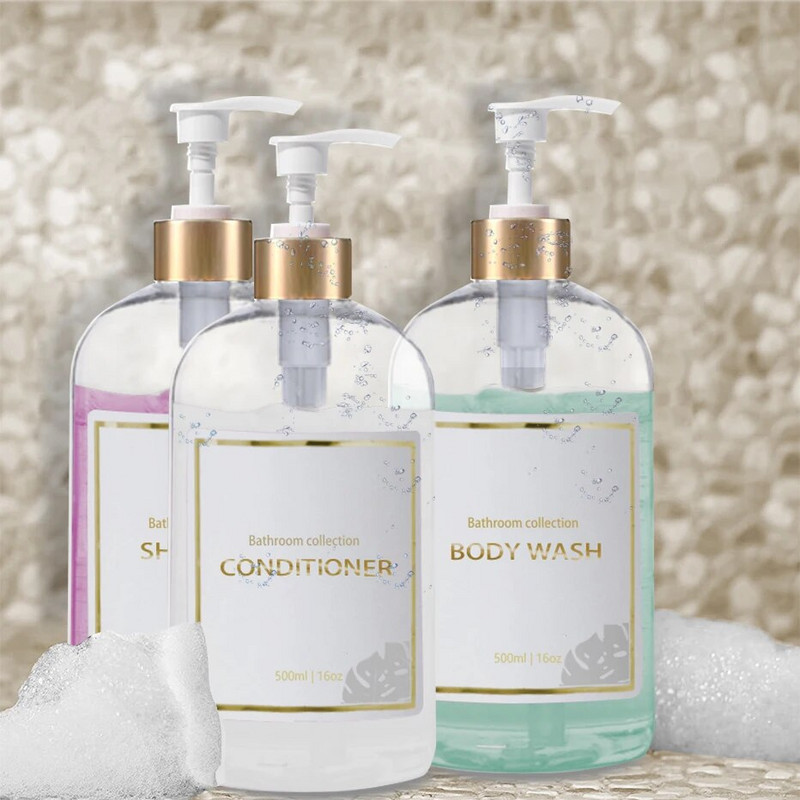 Bath Decor Dozator sapuna Regenerator za šampon koji se može ponovno puniti Dozator za pranje tijela Boca Kupaonska posuda za tekućinu s naljepnicama