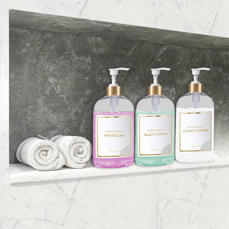 Bath Decor Dozator sapuna Regenerator za šampon koji se može ponovno puniti Dozator za pranje tijela Boca Kupaonska posuda za tekućinu s naljepnicama