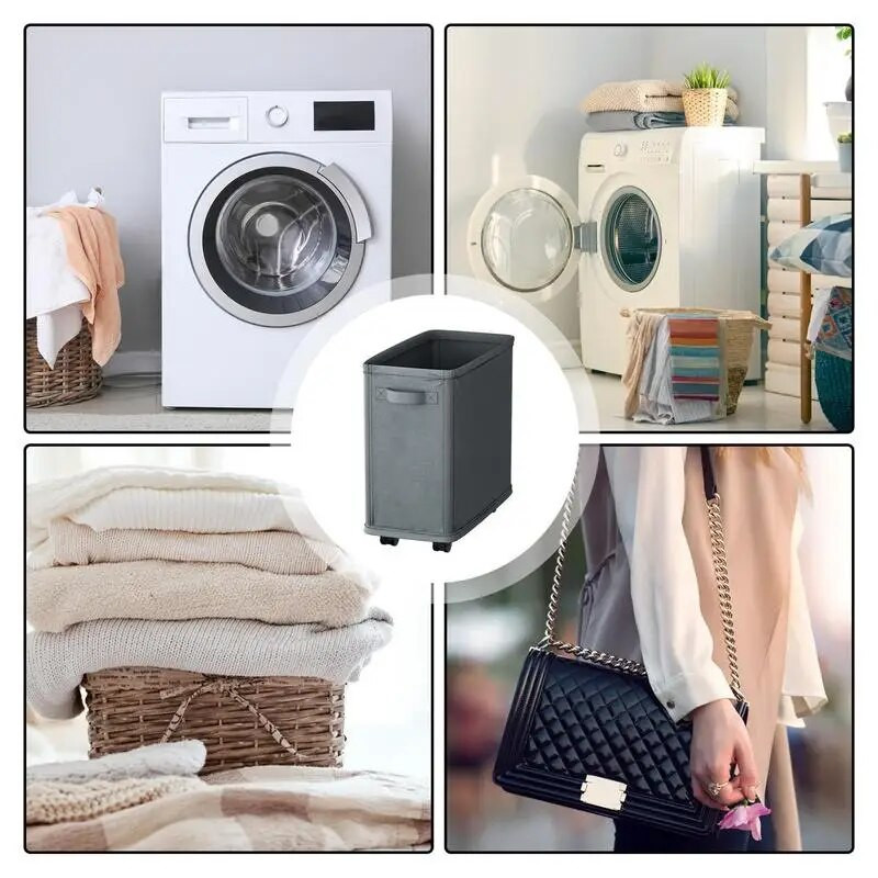 Αναδιπλούμενο κυλιόμενο καλάθι ρούχων Λεπτό ψηλό καλάθι με βάση αδιάβροχη οργάνωση σε ρόδες για βρώμικα ρούχα οικιακή αποθήκευση