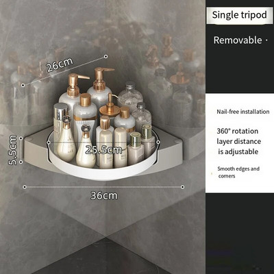 Rotirajuća kupaonska trokutna polica, višenamjenski zidni kupaonski WC, neperforirani zidni kutni stalak za pohranu gela za tuširanje