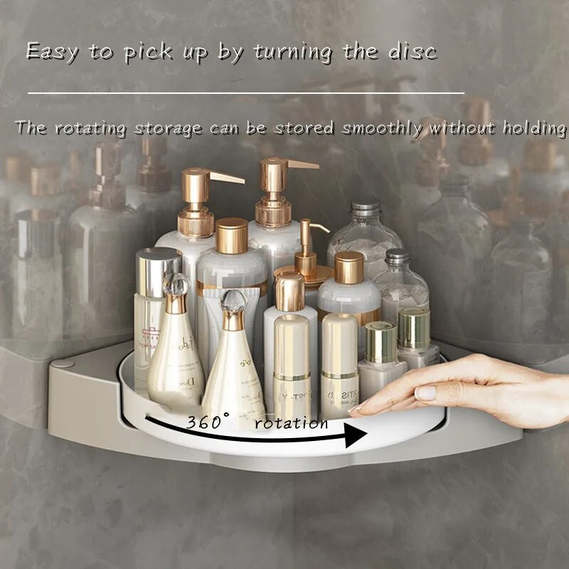 Rotirajuća kupaonska trokutna polica, višenamjenski zidni kupaonski WC, neperforirani zidni kutni stalak za pohranu gela za tuširanje