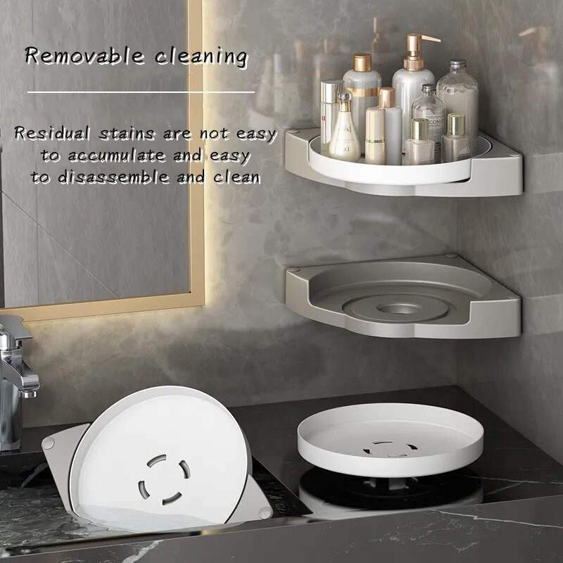 Rotirajuća kupaonska trokutna polica, višenamjenski zidni kupaonski WC, neperforirani zidni kutni stalak za pohranu gela za tuširanje