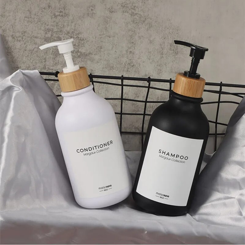 Μπουκάλι σαπουνιού πιάτων με αντλία ξύλου Δοχείο υγρού σαπουνιού λοσιόν χεριών Δοχείο επαναγεμιζόμενα βάζα για μπάνιο κουζίνας 500/300ML