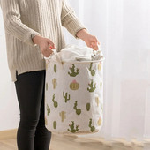 Βαμβακερά λευκά είδη βρώμικα καλάθι ρούχων Αναδιπλούμενο στρογγυλό αδιάβροχο οργανωτή κάδος ρούχα Παιδικά παιχνίδια μεγάλης χωρητικότητας Αποθήκευση Σπίτι