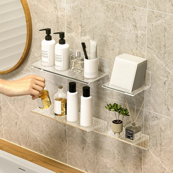 Тоалетна масичка за баня Органайзер Стенен рафт Поставка за домашно съхранение Грижа за кожата Козметичен памук Дисплей Държач за съхранение Без удари