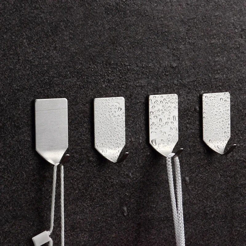 Nėra pėdsakų 8vnt./rinkinys Sidabrinis 304 Nerūdijančio plieno sieninis kablys Lipnus įvairios paskirties vonios kambario reikmenys Virtuvės reikmenys