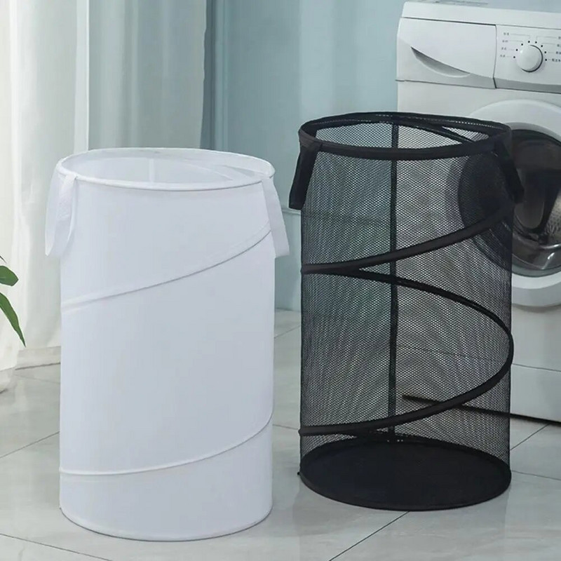Дишаща сгъваема кошница за пране с отваряне на шнур Издръжлива полиестерна кърпа Кошница за мръсни дрехи