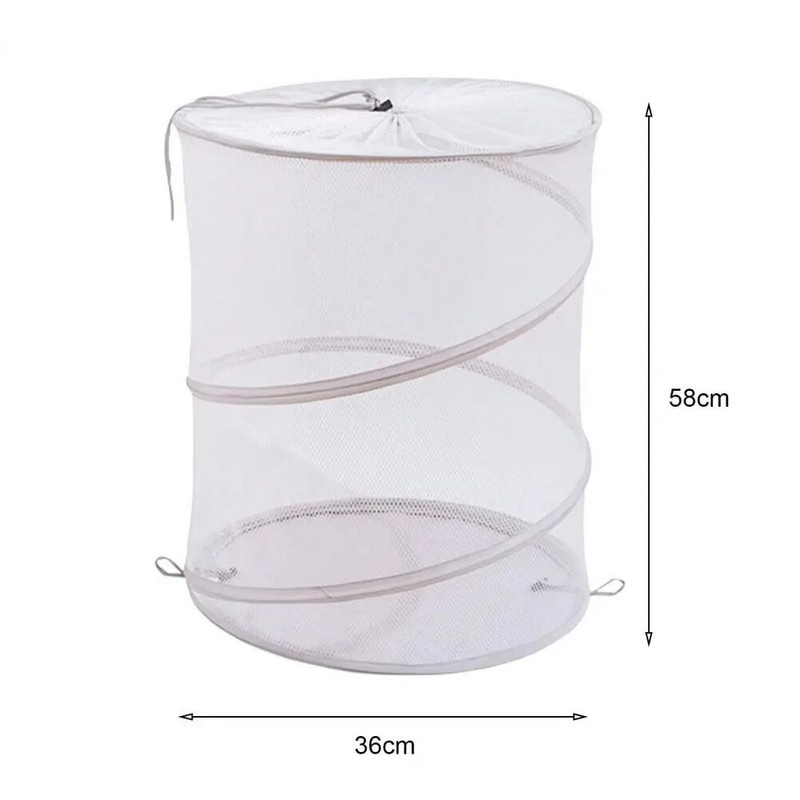 Дишаща сгъваема кошница за пране с отваряне на шнур Издръжлива полиестерна кърпа Кошница за мръсни дрехи
