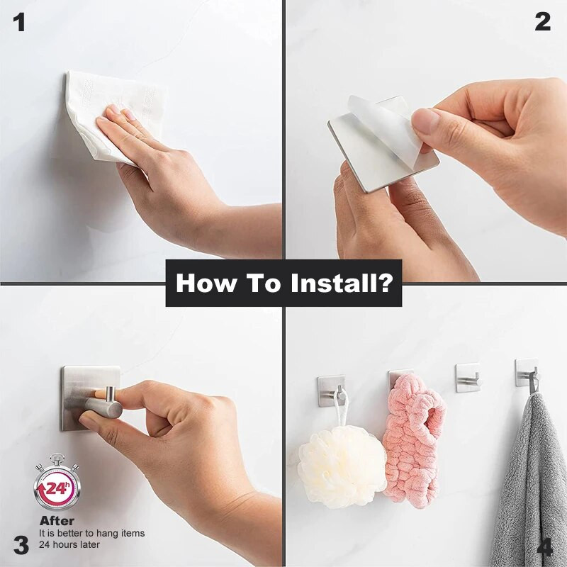 Samoljepljive kupaonske kuke Vješalica za ručnike za ogrtače Kukica od nehrđajućeg čelika 304 za kupaonske vješalice Kukica za tuširanje Kupaonski pribor