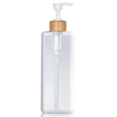 Flacon dozator de șampon de 500 ml cu pompă de bambus Dispenser de sticle de săpun pentru baie de duș pentru dozare loțiune și balsam șampon
