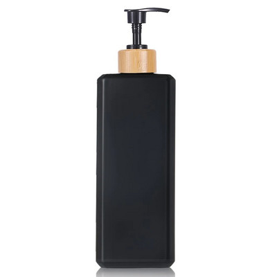 Flacon dozator de șampon de 500 ml cu pompă de bambus Dispenser de sticle de săpun pentru baie de duș pentru dozare loțiune și balsam șampon