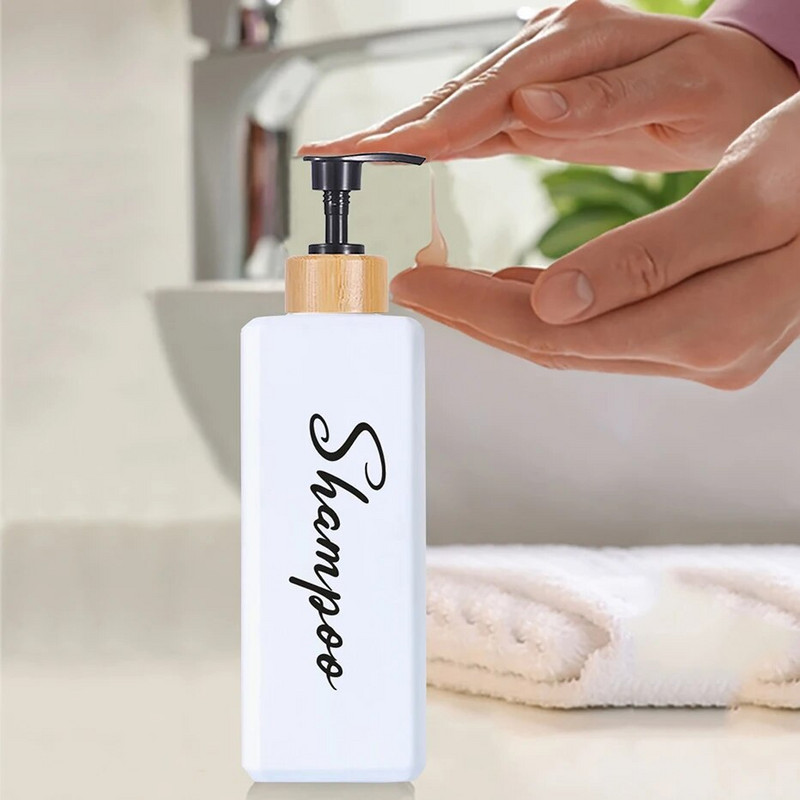 Boca za doziranje šampona od 500 ml s pumpicom od bambusa Dozator za bocu sapuna za kupaonicu za doziranje losiona, šampona i regeneratora