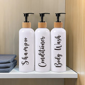 Dozator de șampon pentru baie Flacon de loțiune cu pompă, reîncărcabil, gel de duș, balsam, sticla de depozitare, etichetă impermeabilă 500 ml