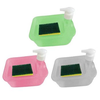 Εγχειρίδιο αντλίας διανομέα σαπουνιού Press Cleaning Liquid Dispenser Container Soap Organizer with Sponge Kitchen Tool Bthroom Supplies