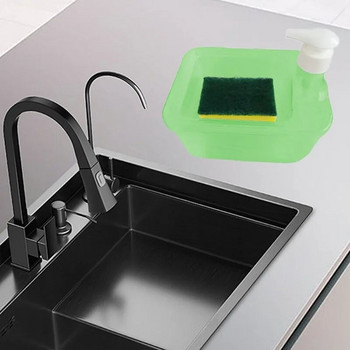 Εγχειρίδιο αντλίας διανομέα σαπουνιού Press Cleaning Liquid Dispenser Container Soap Organizer with Sponge Kitchen Tool Bthroom Supplies