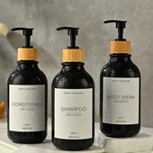 Dozator de șampon de 500 ml pentru dozator de săpun de duș, șampon, gel de duș, sticle de balsam, etichete rezistente la apă, flacon de depozitare pentru loțiune