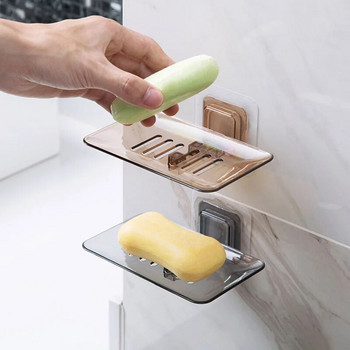 Поставка за сапун без пробиване Монтиран на стена двуслоен душ Поставка за сапун Тава Аксесоари за баня Кутия за сапунерка за баня