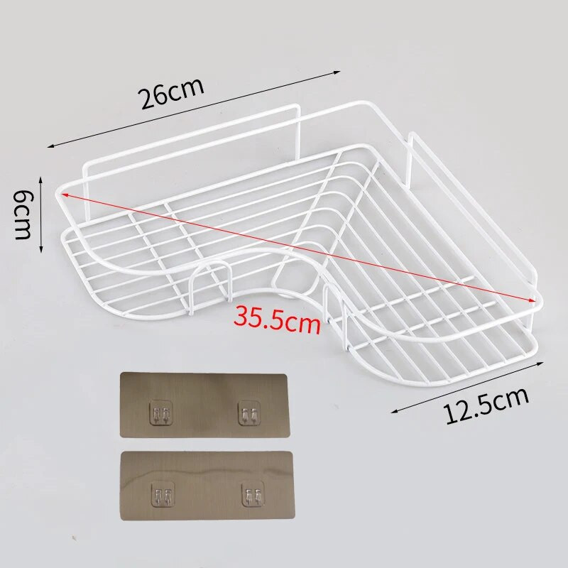 Γωνιακό ράφι μπάνιου Βάση σαμπουάν Επιτοίχια ράφια κουζίνας Μεταλλική οργάνωση ραφιού ντους Γωνιακή σχάρα αποθήκευσης μπάνιου