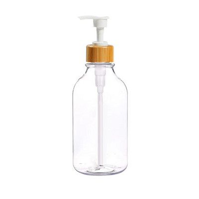 Dozator de sapun transparent pentru chiuveta de bucatarie Pompa din bambus Recipient pentru sticla Dozator de sapun de maini pentru baie Sticla de depozitare pentru lotiune 500 ml