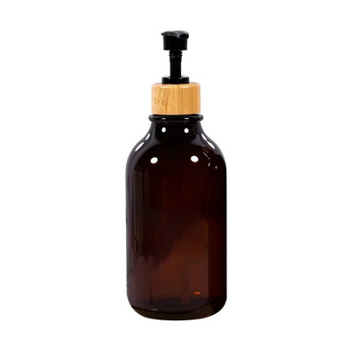 Dozator de sapun transparent pentru chiuveta de bucatarie Pompa din bambus Recipient pentru sticla Dozator de sapun de maini pentru baie Sticla de depozitare pentru lotiune 500 ml