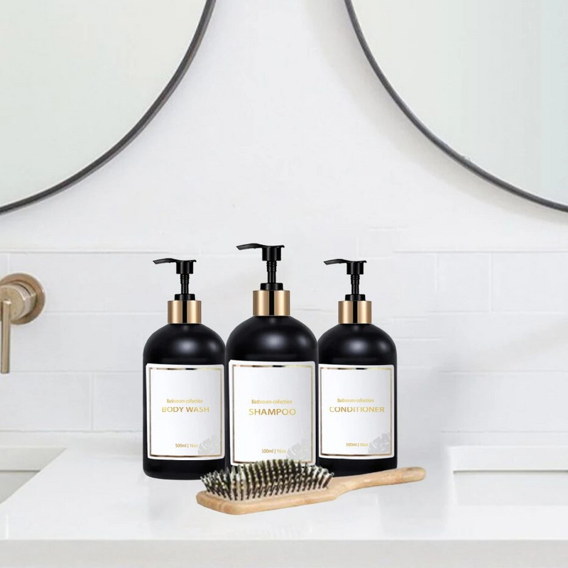 Ντους επαναγεμιζόμενος διανομέας 500ml Σαμπουάν δοσομετρητές Conditioner Λοσιόν πλυσίματος σώματος Δοχεία Ξαναγεμιζόμενο μπουκάλι οικιακής αποθήκευσης