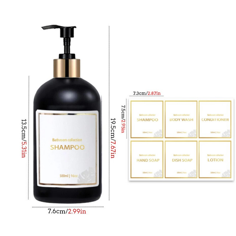 Ντους επαναγεμιζόμενος διανομέας 500ml Σαμπουάν δοσομετρητές Conditioner Λοσιόν πλυσίματος σώματος Δοχεία Ξαναγεμιζόμενο μπουκάλι οικιακής αποθήκευσης