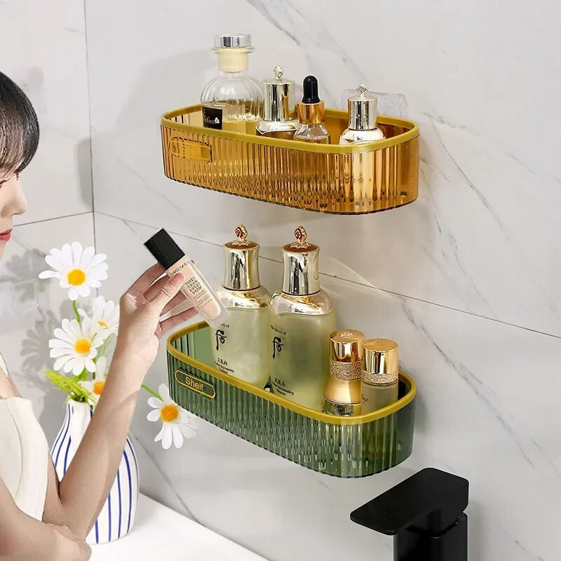 Kupaonska polica bez bušenja Police Zidni stalak za pohranu šampona Za kuhinjski držač Kvadratni akrilni organizator za kadu Dodaci