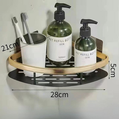 Polica za kupaonicu Stalak za šampone od aluminijske legure Organizator za pohranu šminke Polica za tuš Kupaonski dodaci Kutna polica za zid bez bušenja