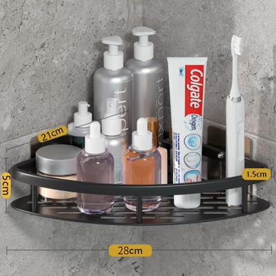 Polica za kupaonicu Stalak za šampone od aluminijske legure Organizator za pohranu šminke Polica za tuš Kupaonski dodaci Kutna polica za zid bez bušenja