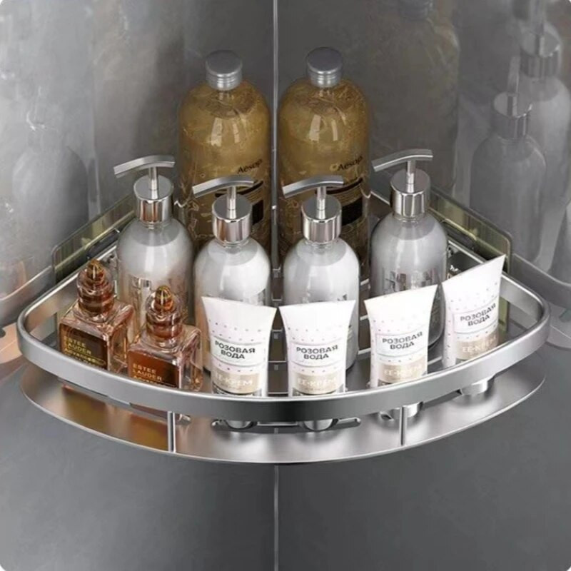 Polica za kupaonicu Stalak za šampone od aluminijske legure Organizator za pohranu šminke Polica za tuš Kupaonski dodaci Kutna polica za zid bez bušenja