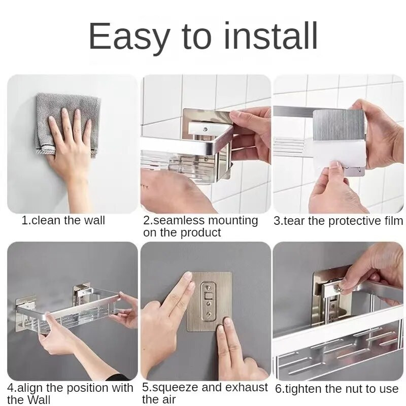 Polica za kupaonicu Stalak za šampone od aluminijske legure Organizator za pohranu šminke Polica za tuš Kupaonski dodaci Kutna polica za zid bez bušenja