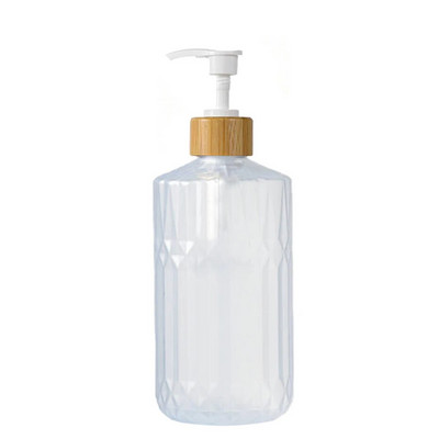 Dozator de săpun de baie Sticlă Balsam de șampon Pompă de bambus Sticlă de săpun de loțiune reîncărcabilă Recipient de duș cu etichete din lemn