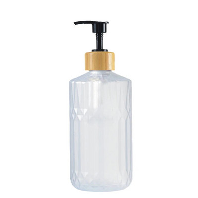 Dozator de săpun de baie Sticlă Balsam de șampon Pompă de bambus Sticlă de săpun de loțiune reîncărcabilă Recipient de duș cu etichete din lemn