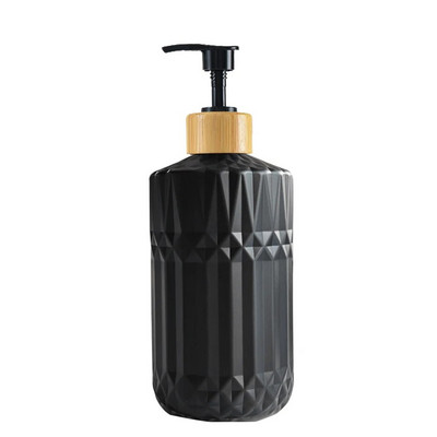 Dozator de săpun de baie Sticlă Balsam de șampon Pompă de bambus Sticlă de săpun de loțiune reîncărcabilă Recipient de duș cu etichete din lemn