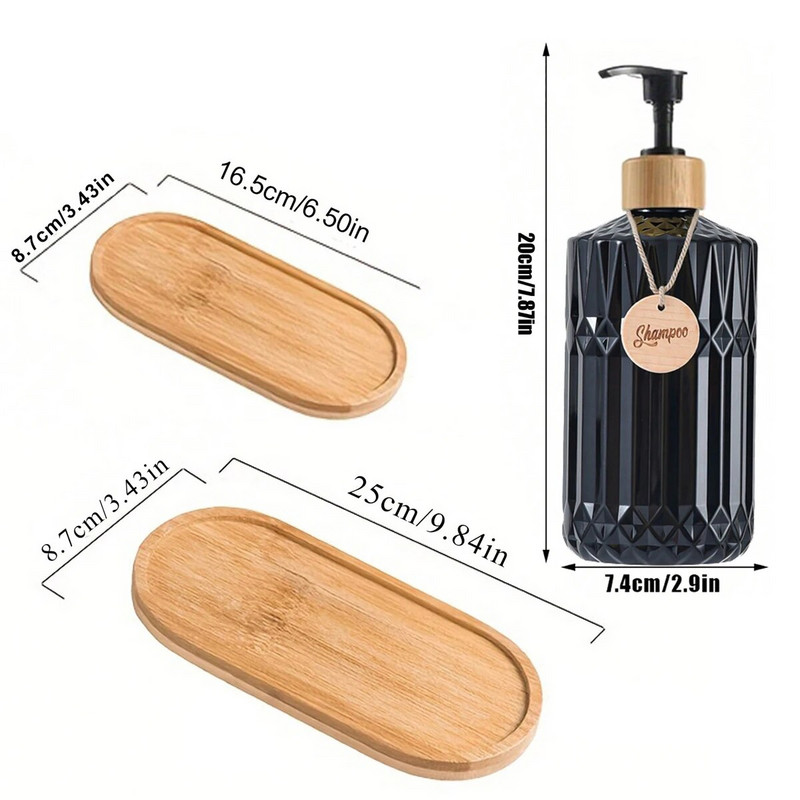 Vannitoa seebi jaoturi pudeli šampooni palsam Bamboo Pump seebipudel korduvtäidetav losjoon puidust siltidega dušikonteiner