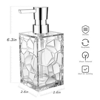 Избор Дозатор за сапун 320 мл Прозрачна прозрачна бутилка Дезинфектант за ръце Шампоан за баня Душ гел Контейнер за бутилка с многократна помпа