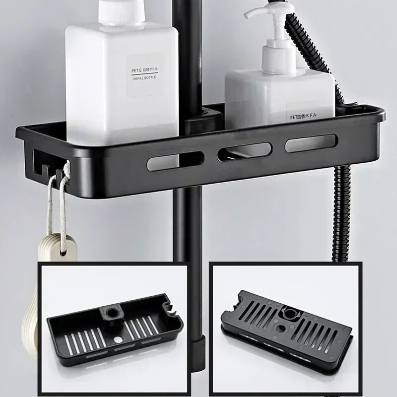 Glava bez držača Gel za tuširanje Police za odlaganje Kupaonska šipka Podizanje stupova Organizator za bušenje Stalak za šampon