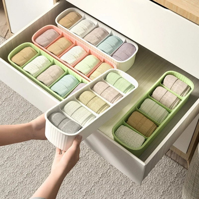 5 rácsos zokni tároló doboz új kiváló minőségű műanyag egymásra rakható melltartó fehérnemű doboz egyszínű gardróbszervezők Kezdőlap